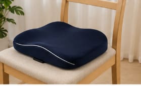 2-in-1 Memory Foam Seat Cushion with Cotton Cover – Navy Blue Ergonomic Support Cushion 40 x 40 cm