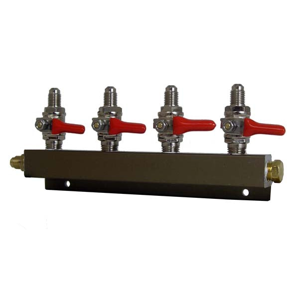 4-way quarter-inch MFL CO2 distributor with shutoff