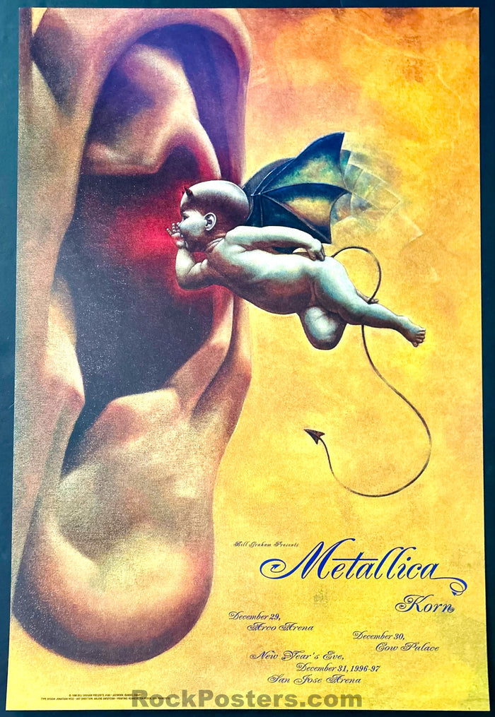 AUCTION - BGP-160 - Metallica/Korn - Randy Chavez - 1996 Poster - Arco Arena Sacramento - Mint