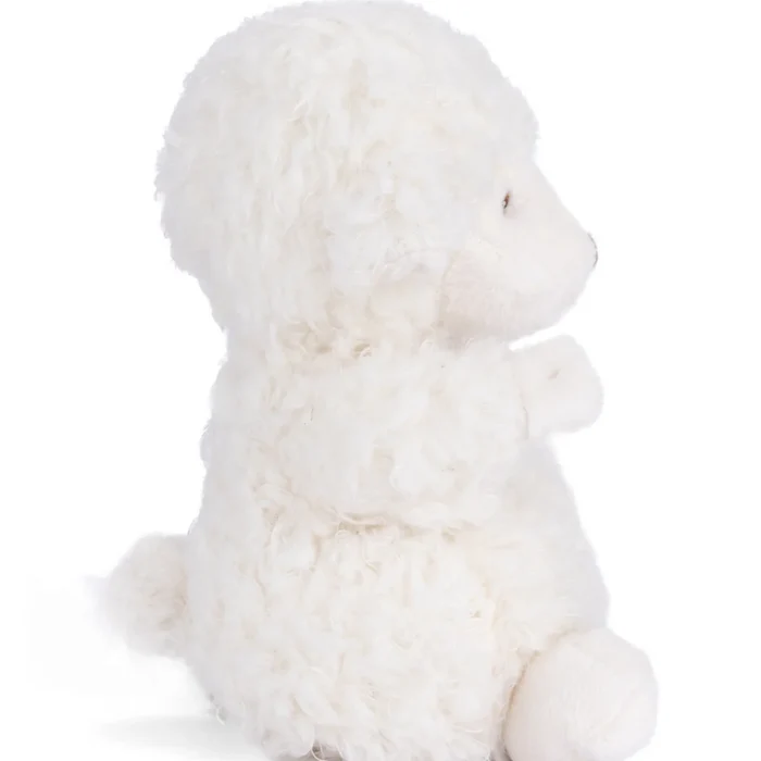 Bukowski Baby Mack, lamb plush toy, white lamb stuffed animal, heirloom plush lamb, dressed plush animal, Swedish stuffed animal, baby gift idea, nursery decor plush, soft lamb toy, baby shower keepsake