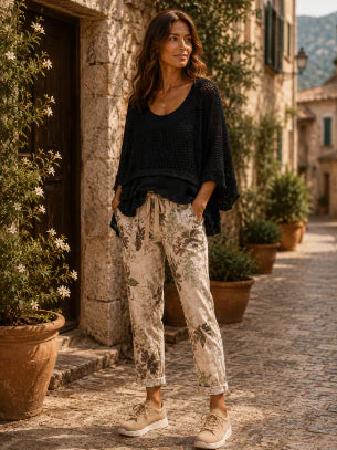 Black Open-Knit Poncho Top
