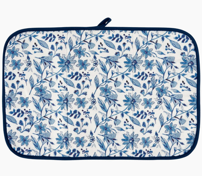 Blue Floral Drying Mat