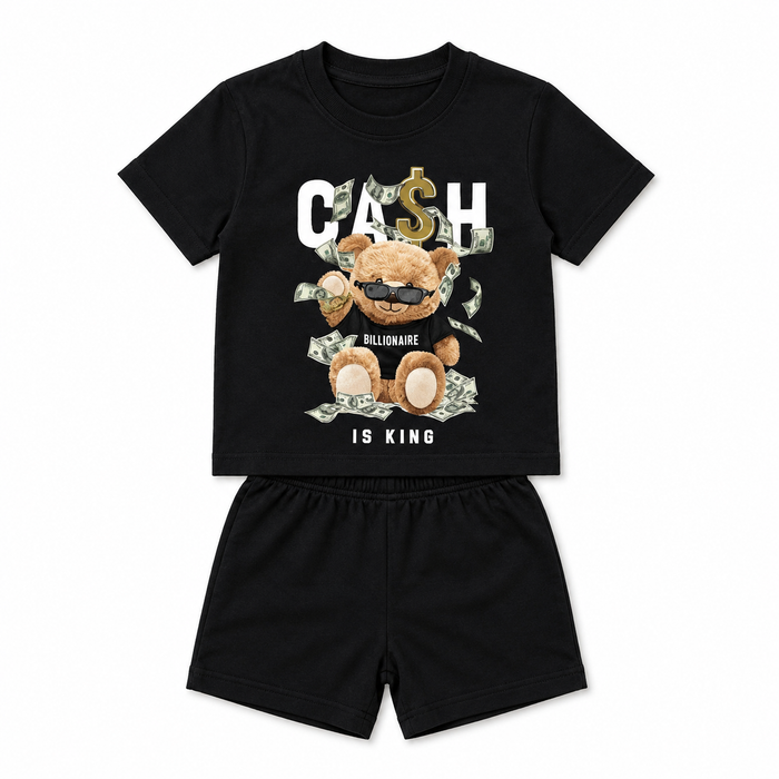 Boys Black Cash Bear T-Shirt and Shorts Set – SHEIN Fast Delivery in 5 Days