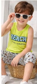 Boys Lime Beach Tank Top & Printed Shorts Set – 2 Piece Summer Outfit, Fast Delivery in 5 Days
