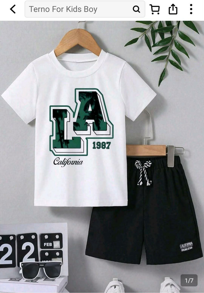 Boys White Graphic T-Shirt – LA 1987 California Print