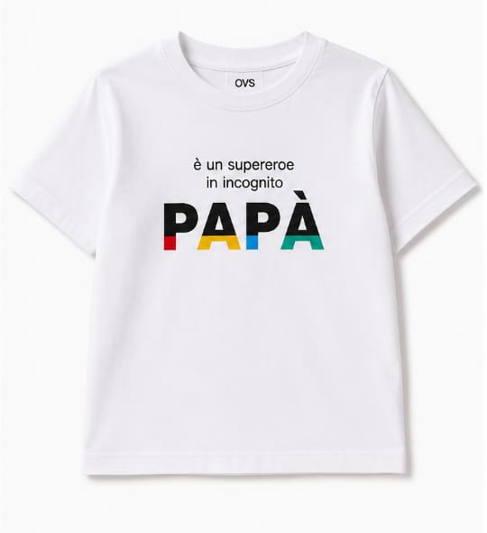 Boys White Printed Cotton T-Shirt – “PAPA” Graphic Short Sleeve Tee