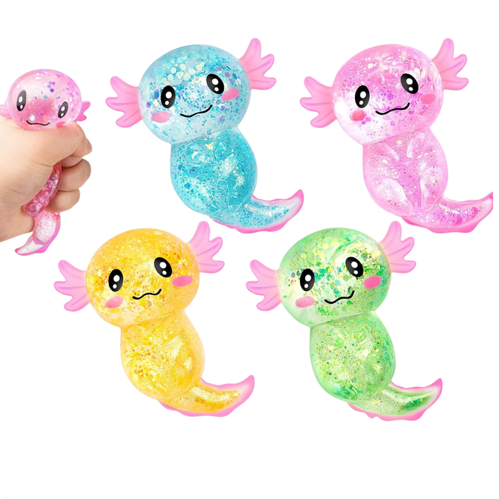 Cute Axolotl Squishy Glitter Fidget Kids Toy- Assorted
