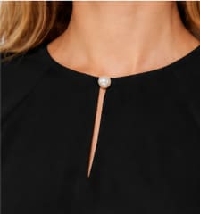 Elegant Pearl Detail Flutter Sleeve Blouse – Women’s Casual & Formal Chiffon Top