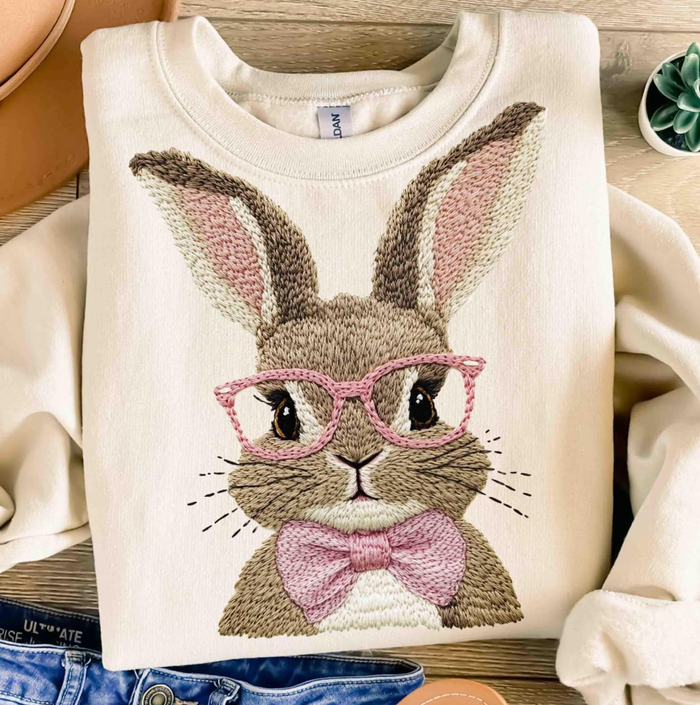 Embroidery Bunny Sweatshirt or Tee