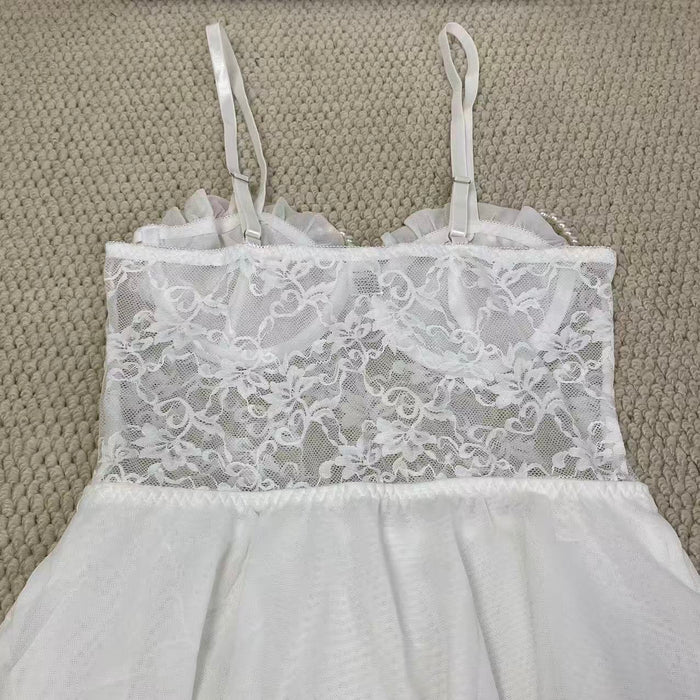 French-style lace halter dress set