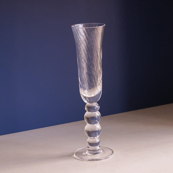 Beatriz Ball Glass French Swirl Champagne Flute — Single clear flute showing the spiral optic bowl