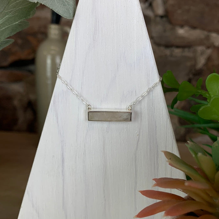 Gemstone Bar Bezel Setting sterling silver Necklace (Lapis Lazuli, Labradorite, Rainbow Moonstone)