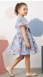 Girls Lavender Floral Bow Dress – Flutter Sleeve Summer Party Dress, Fast Delivery in 5 Days