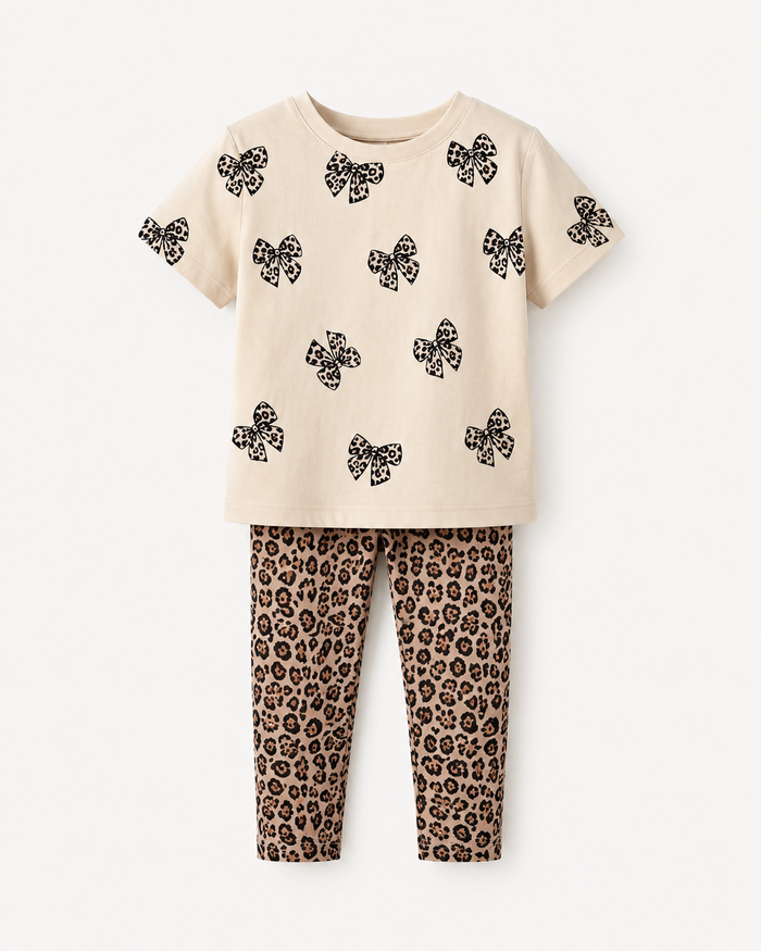 Girls Leopard Bow Top and Leggings Set – SHEIN Fast Delivery in 5 Days