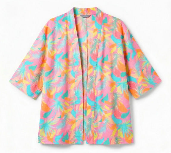 Girls Pastel Floral Beach Cover-Up Kimono – Lightweight Summer Cardigan, Fast Delivery in 5 Days