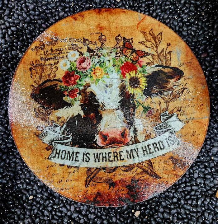 Glass Cutting Board/Charcuterie/Trivet: Large 12"