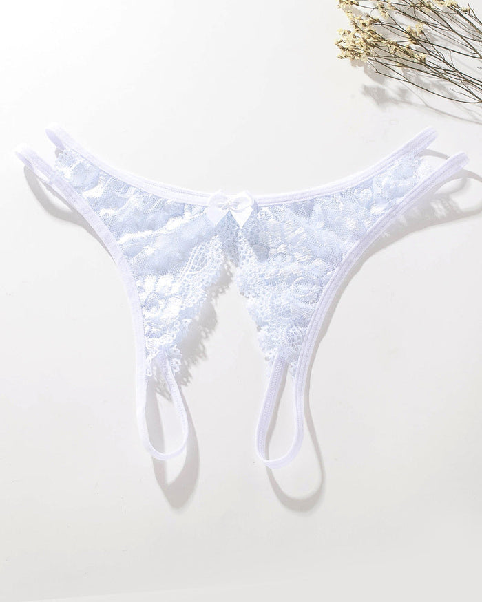 Lace Bows Open-Cut Panties