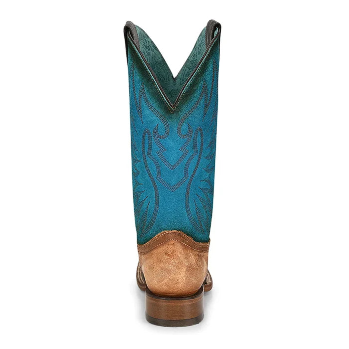 LD BLUE/TOBACCO OVERLAY & EMBROIDERY SQ. TOE