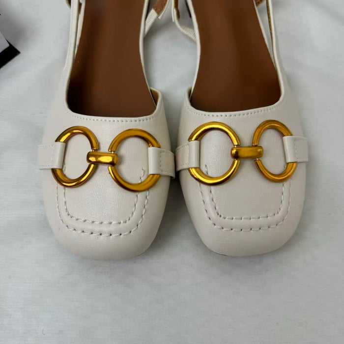 Metal horse bit buckle platform heels