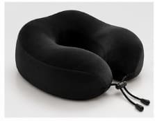 Neck Travel Cushion Memory Foam with Cotton Cover – Black U-Shaped Travel Neck Pillow 30 x 30 cm