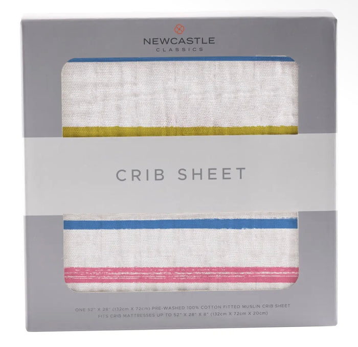 New Castle Classics Watercolor Stripe Cotton Crib Sheet