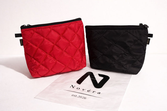 Novera Quilted Makeup Bag – Available Immediate Red & Black