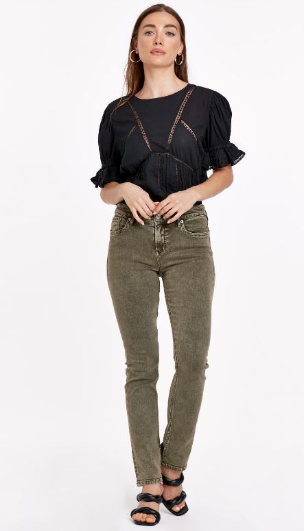 OLIVE BLAIRE HIGH RISE ANKLE SLIM STRAIGHT JEANS