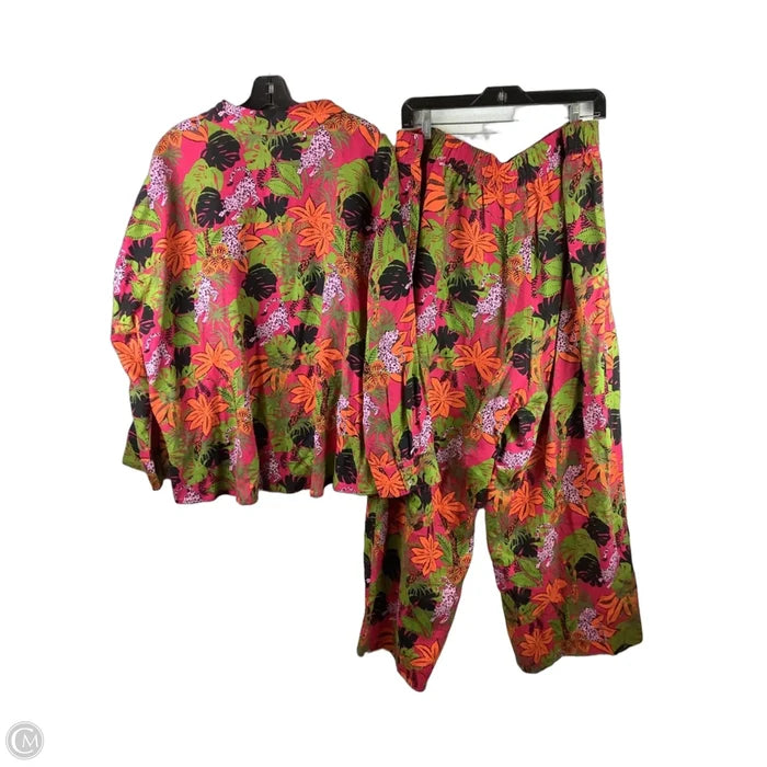 Pants Set 2pc By C And C In Tropical Print, Size: 2x