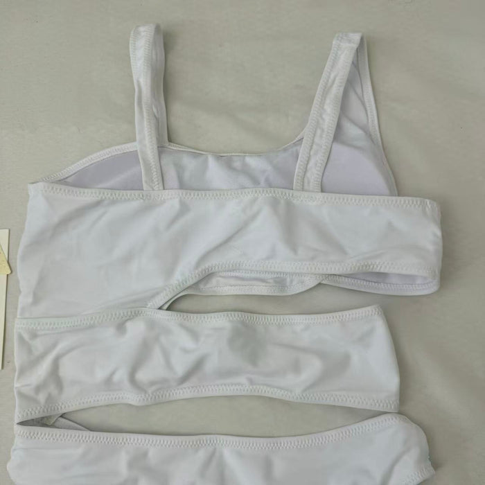 Patchwork hollowed-out one-piece top