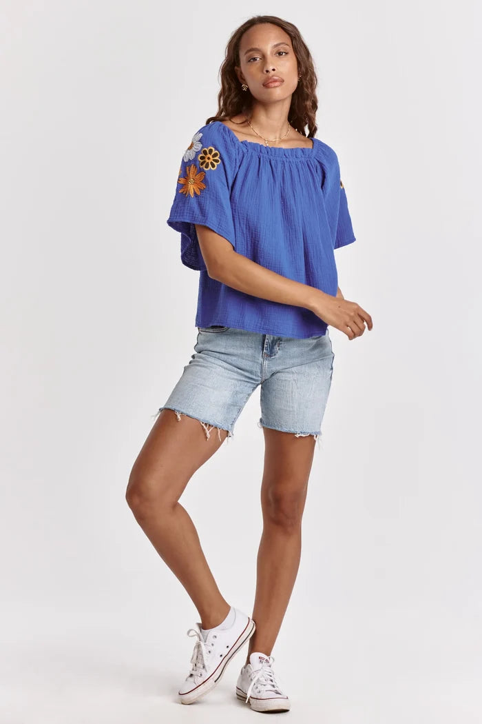 PAULINA RAGLAN SLEEVE TOP GALACTIC COBALT