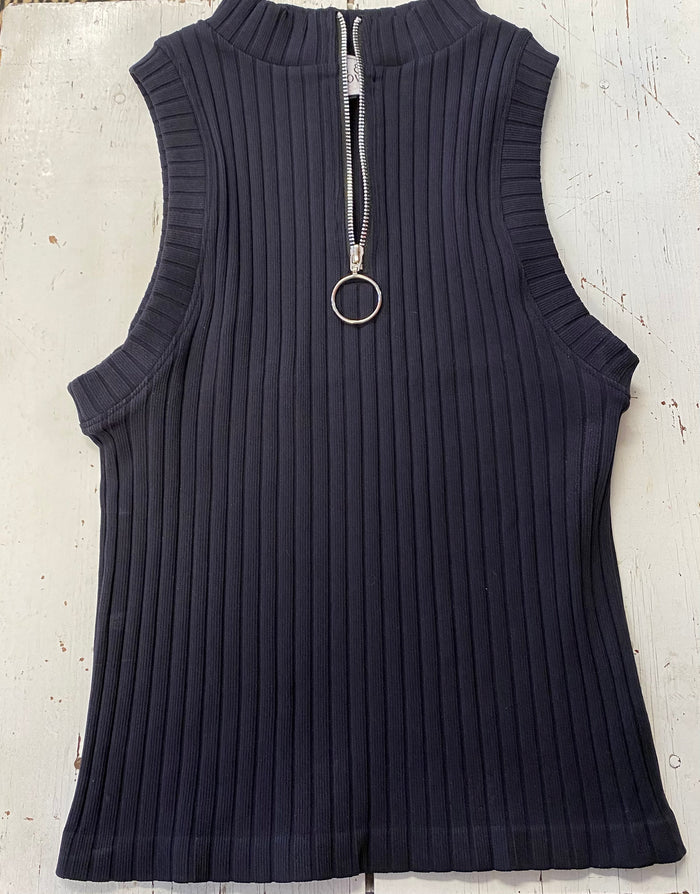 Ribbed Zip-Up Tank