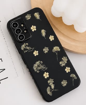 Samsung Galaxy A53 5G Case – Matte Black Floral Design – Shockproof Protective Cover for Women