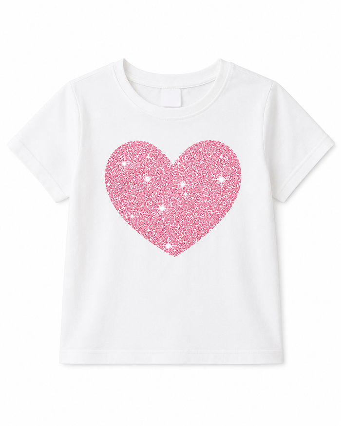 SHEIN Girls Heart Graphic Short Sleeve T-Shirt Set