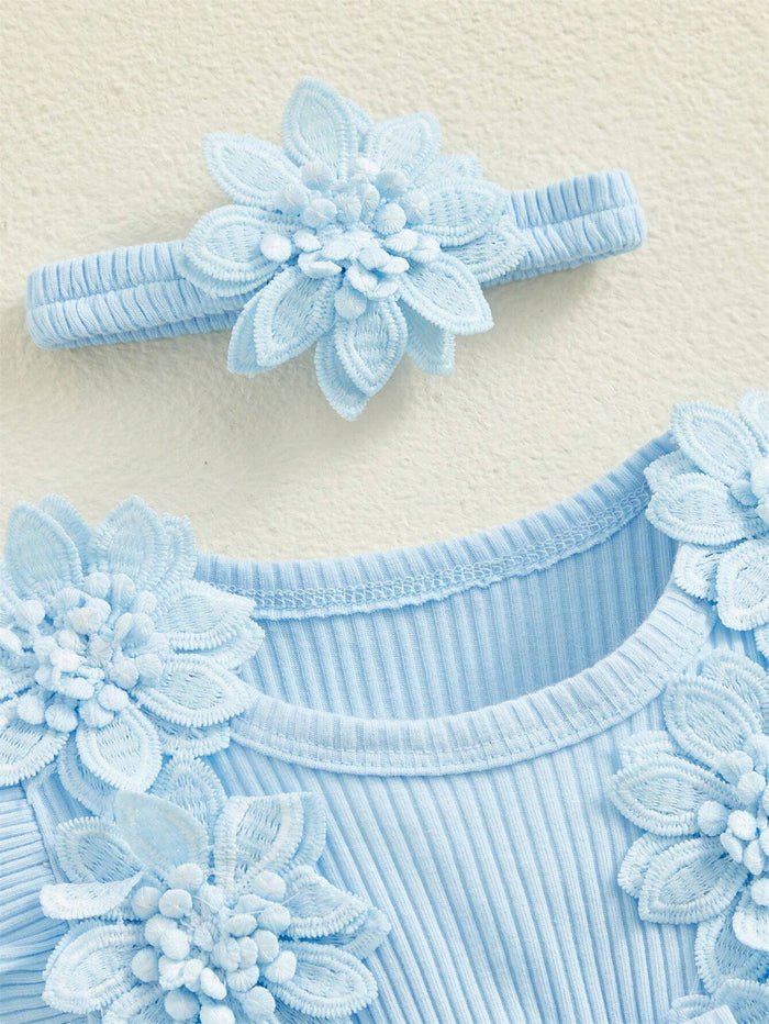 SHEIN Kids Blue Floral Tulle Dress Set - SHEIN Fast Delivery in 5 Days