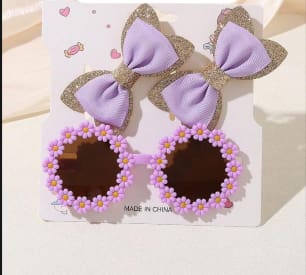 SHEIN Kids Flower Sunglasses & Bow Hair Clips Set – Cute Girls Accessories Set, SHEIN Fast Delivery in 5 Days