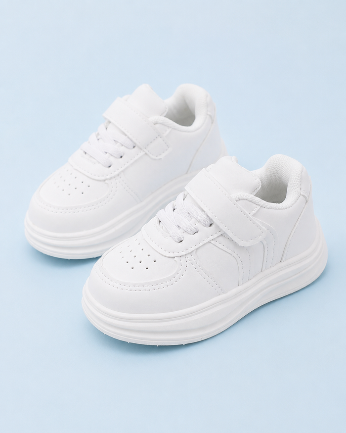 SHEIN Kids White Platform Hook-and-Loop Sneakers