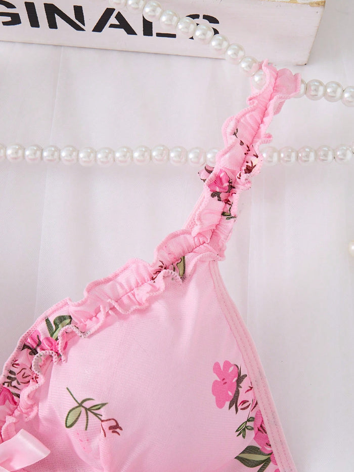 SHEIN Pink Floral Mesh Cami Nightdress Set - SHEIN Fast Delivery in 5 Days