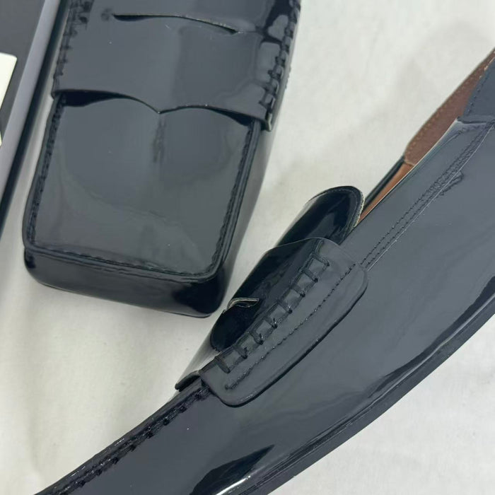 Slip-On Square-Toed Leather Shoes