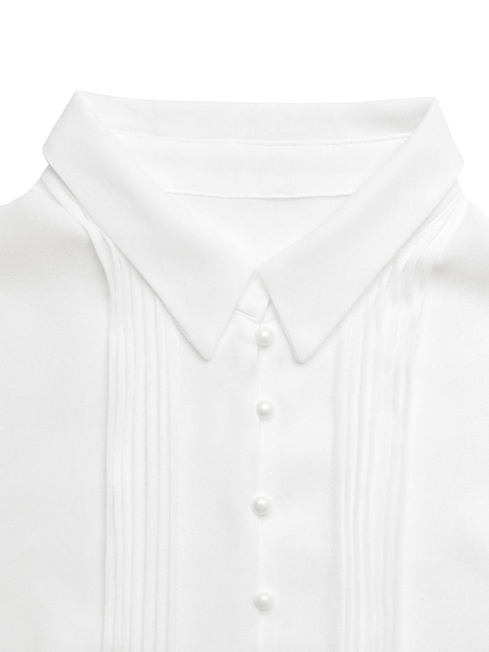 Solid-Color Elegant Collared Dress