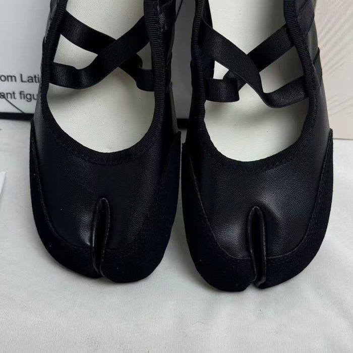 Split-toe crossover flat shoes