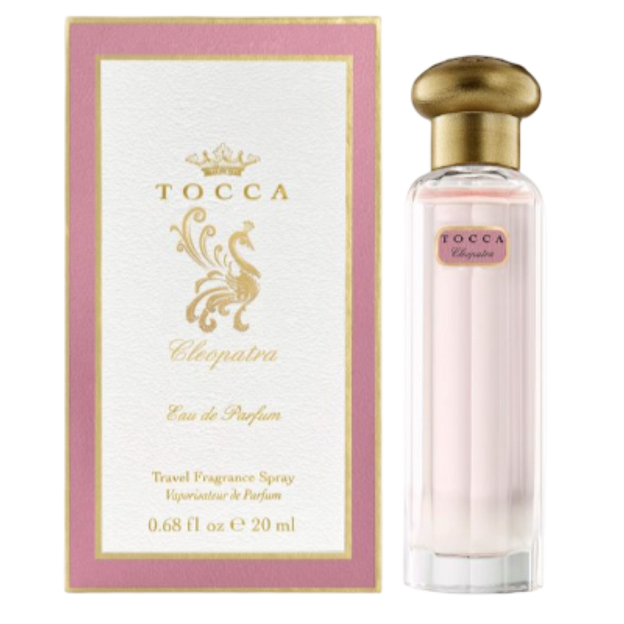 Tocca Cleopatra Eau de Parfum bottle and packaging on a white background