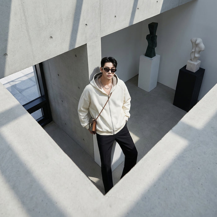 Sweat à capuche oversize bicolore homme femme - Koreanxwear