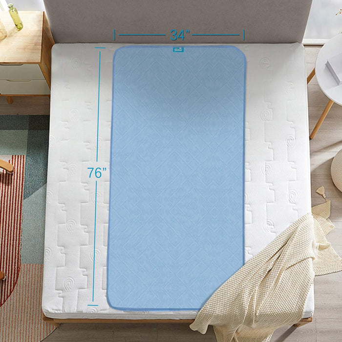 Waterproof Hospital Bed Pad/ Mat - 34" x 76", Incontinence Underpads, Reusable Chuck Pads, Sheet Protector with Non-slip Back for Adults, Elderly, Kids and Pets, Machine Washable, Blue - Biloban Online Store