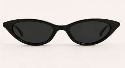 Women’s Slim Cat Eye Sunglasses – Black Frame with Dark Tinted Lenses – Trendy Y2K Fashion Eyewear