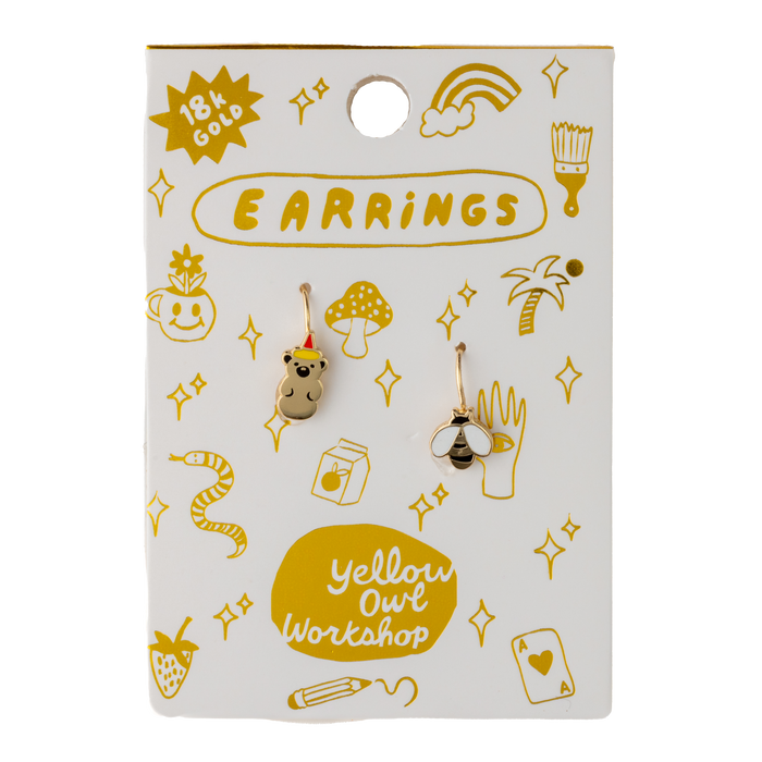 Yellow Owl Workshop - Honey Bear + Honey Bee Earrings (Final Sale)