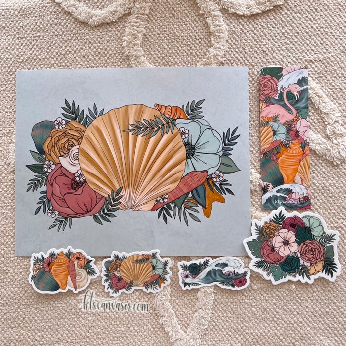 #10 Sea Shell Florals Art Print Bundle Set of 6
