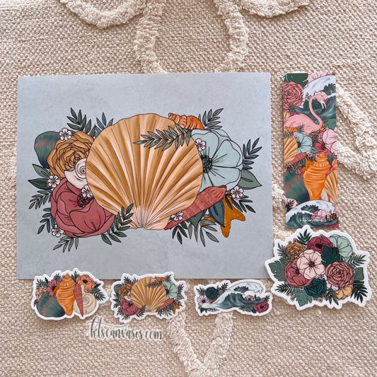 #10 Sea Shell Florals Art Print Bundle Set of 6