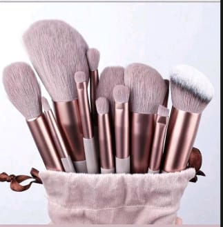 13-Piece Makeup Brush Set – Soft Bristle Face & Eye Brushes with Pouch – Rose Gold & Blush Pink
