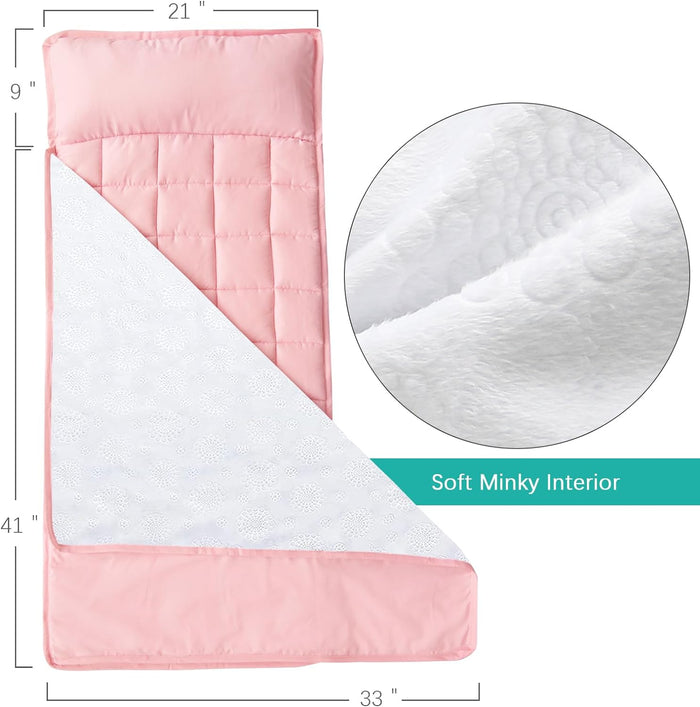 2 Pack Nap Mat with Pillow and Blanket for Toddlers, Nap Mats for Preschool Daycare, Quilted Kids Sleeping Bag for Girls Toddler Nap Mat, Durable & Machine Washable (Improved Thickness) - Biloban Online Store