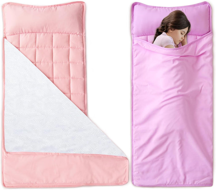 2 Pack Nap Mat with Pillow and Blanket for Toddlers, Nap Mats for Preschool Daycare, Quilted Kids Sleeping Bag for Girls Toddler Nap Mat, Durable & Machine Washable (Improved Thickness) - Biloban Online Store